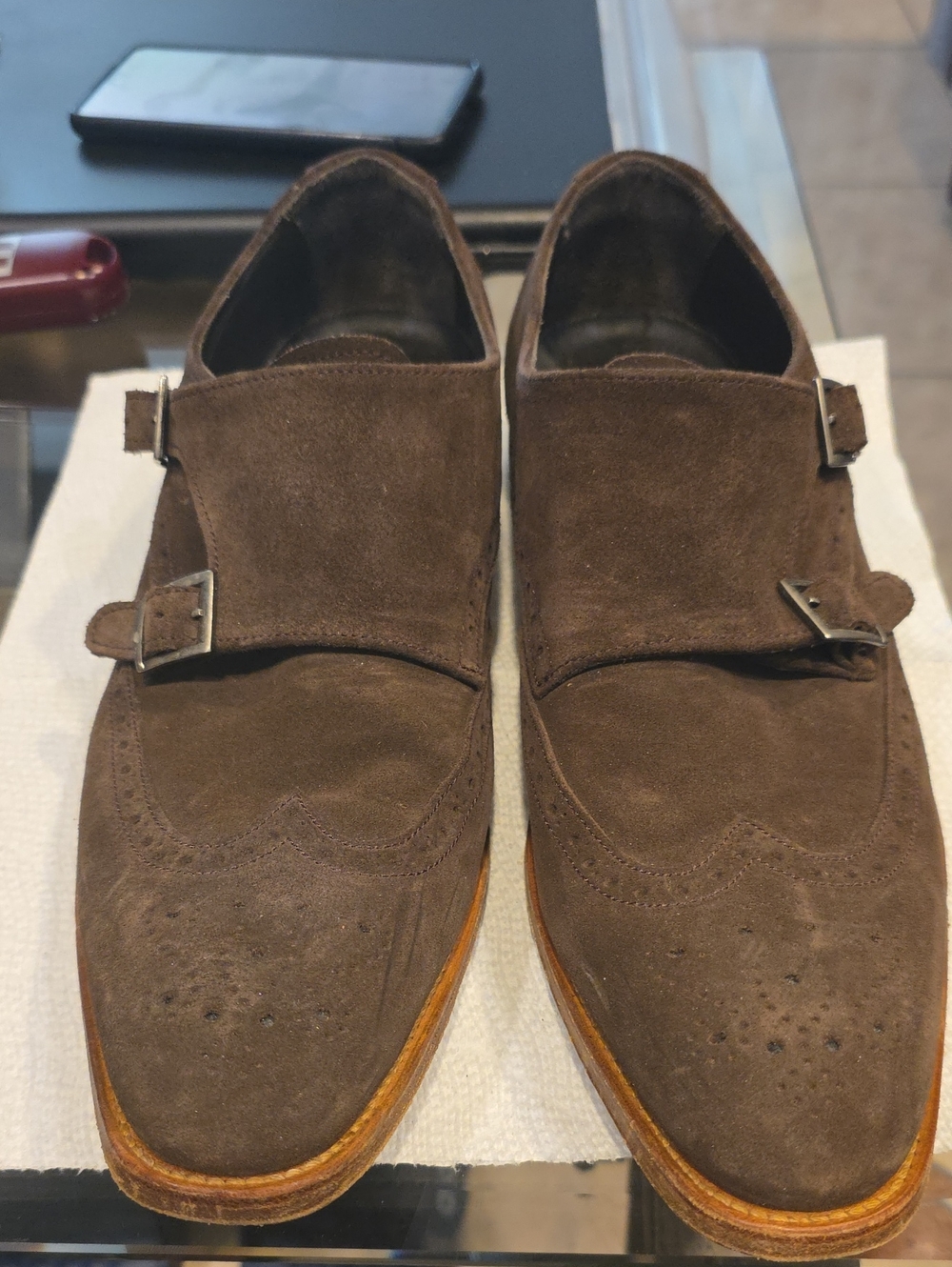 Charles Tyrwhitt Brown Suede Double Monk Strap Shoes